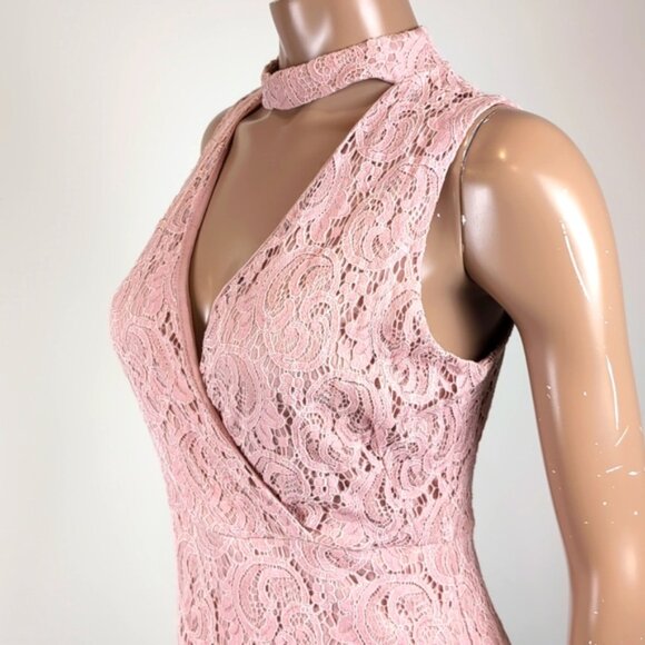 Another Story Sleeveless Lace Dress Bodycon Wrap Choker Floral Cocktail Party - Picture 5 of 13